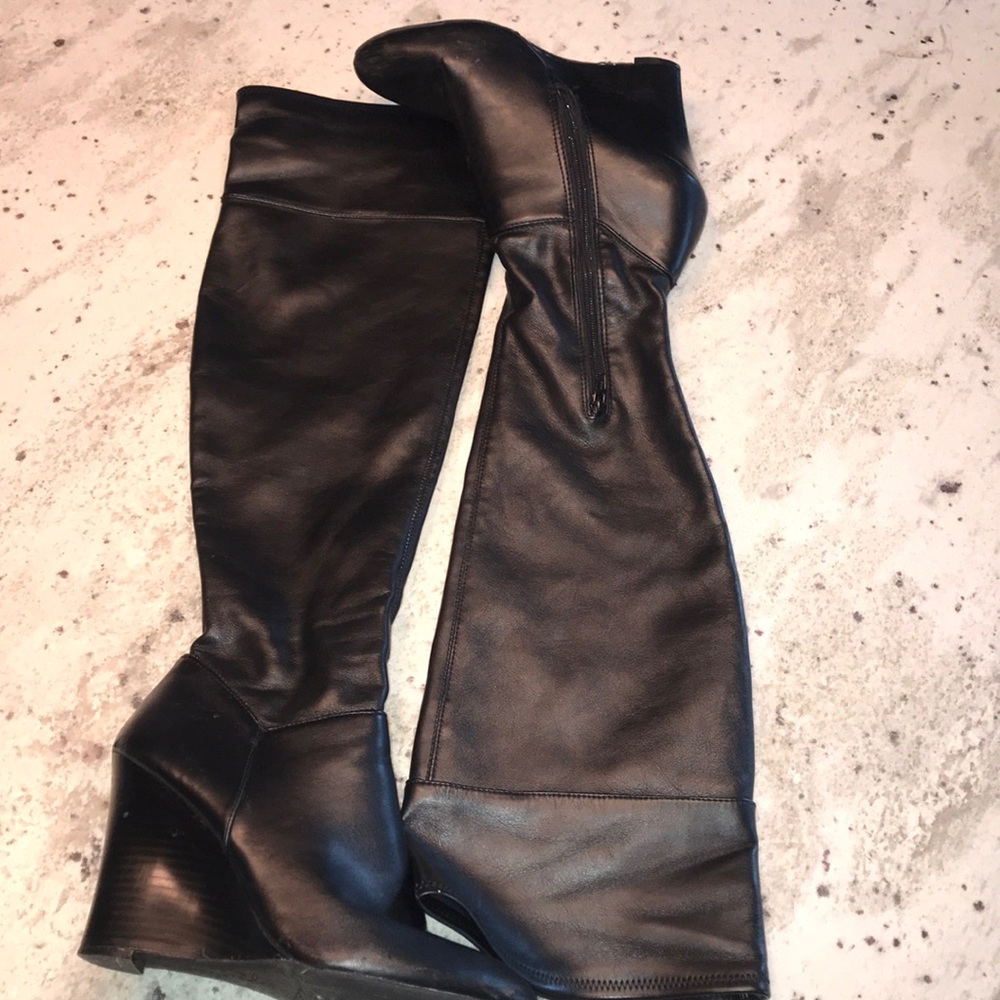 Studio Paolo leather wedge over the knee boots